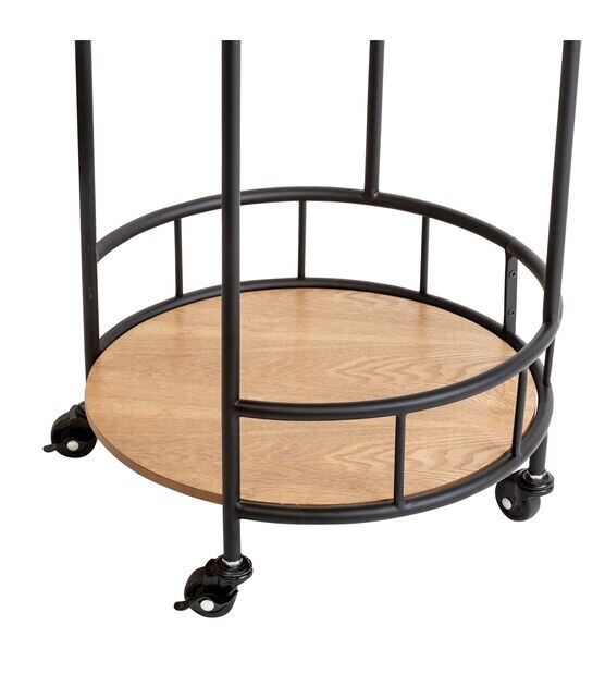 Honey Can Do 2 Tier Round Side Table with Wheels Black, , hi-res, image 9