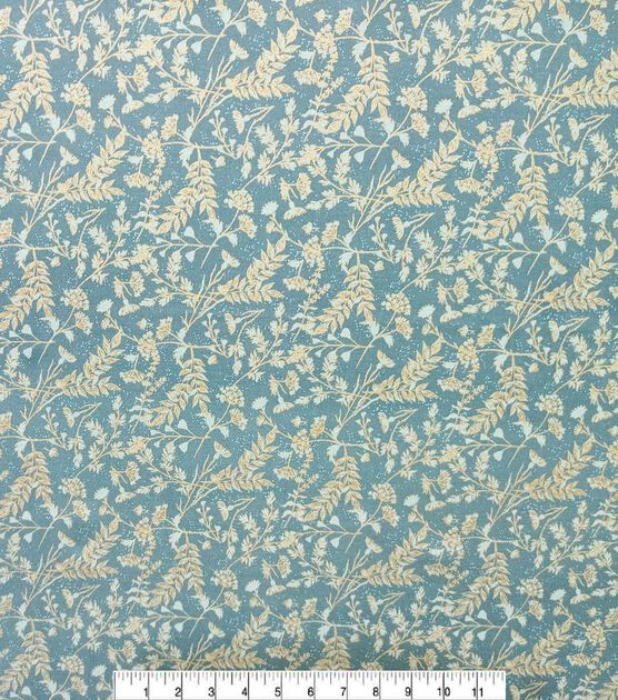 Gold Ditsy Floral Quilt Foil Cotton Fabric by Keepsake Calico