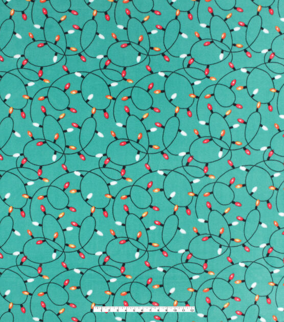 Christmas Lights on Teal Anti Pill Fleece Fabric, , hi-res, image 4