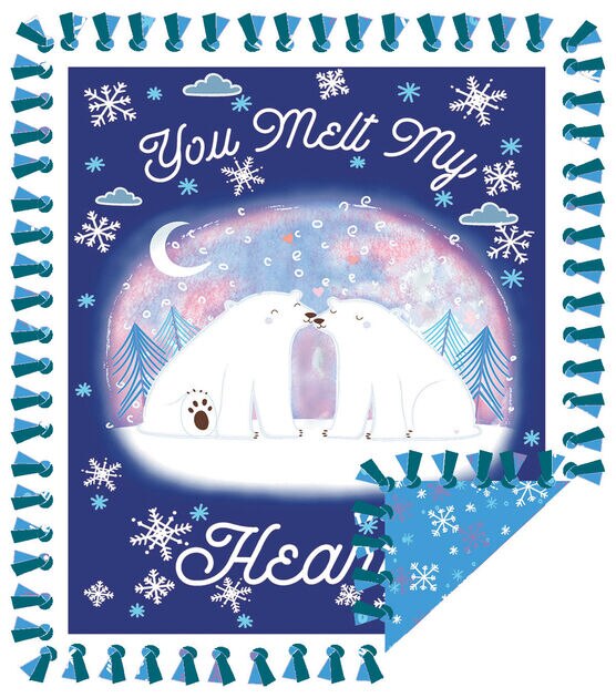 48 Wide White Love to Dance No Sew Fleece Blanket