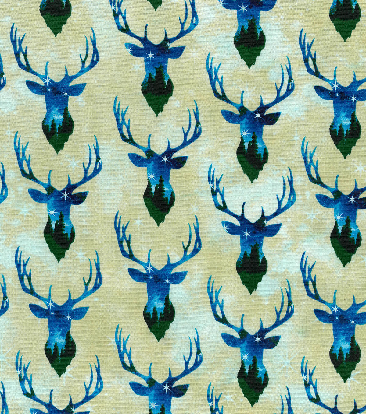 Novelty Cotton Fabric Stag Night Exposure
