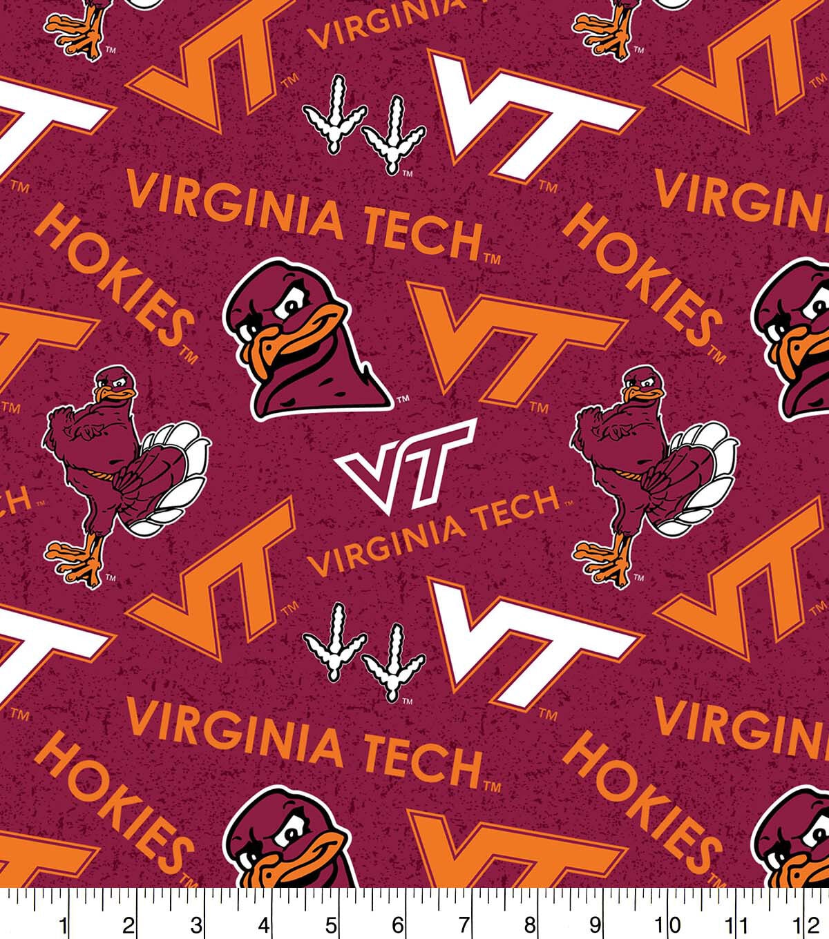 Virginia Tech Hokies Cotton Fabric Tone On Tone