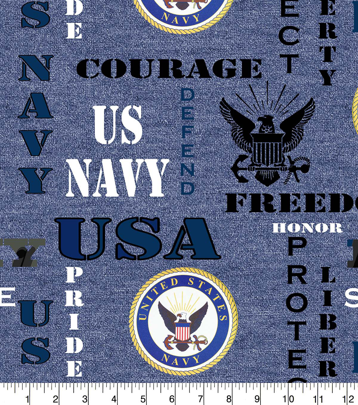 Navy Fleece Fabric Heather Logo