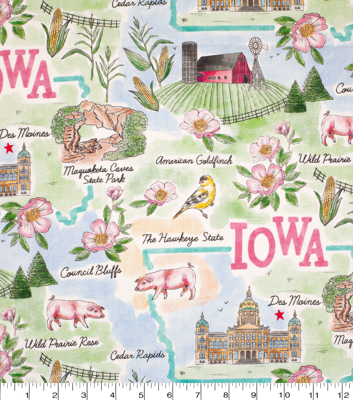 Iowa Cotton Fabric State Pride