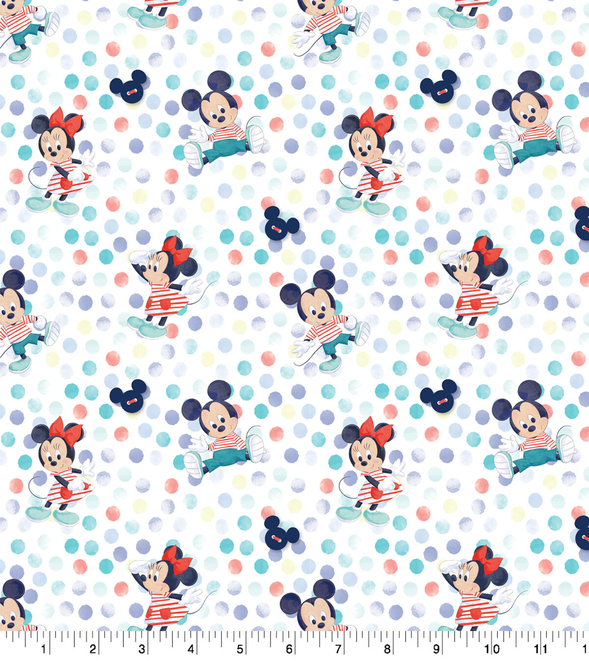 Disney Mickey Mouse Polka Dot Seaside Cotton Fabric by Disney