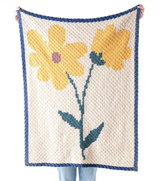 Lion Brand Spring Bloom Corner to Corner Blanket