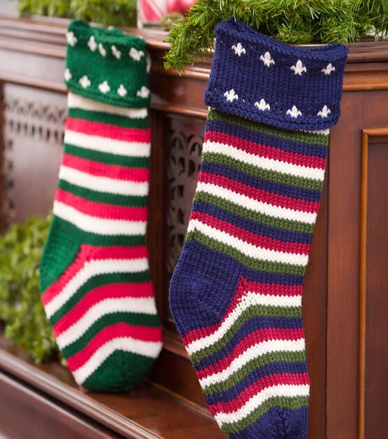 Red Heart Striped Christmas Stocking