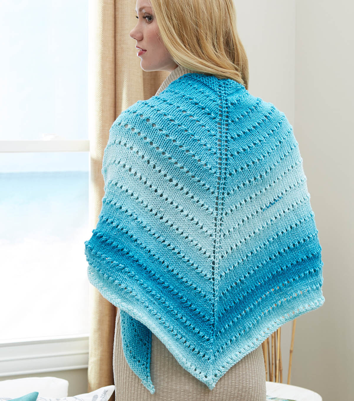 How To Make Knit A Simple Lace Triangle Shawl Online | JOANN