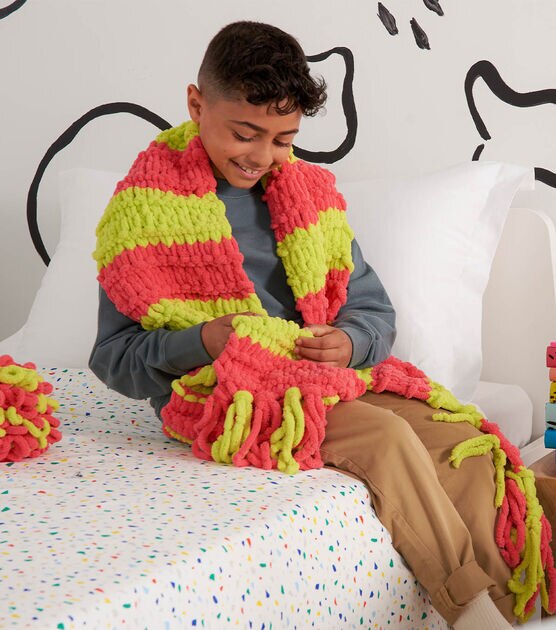 Easy Striped Blanket Knitting Pattern for Hue & Me Yarn — Fifty