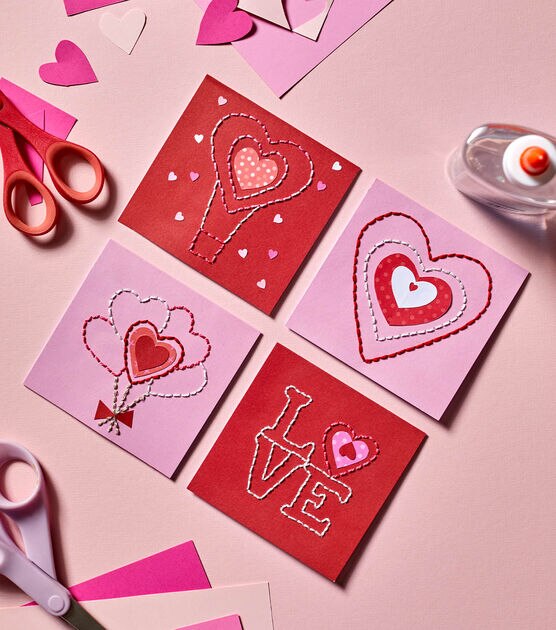 How To Make Embroidered Paper Valentine Cards Online | JOANN
