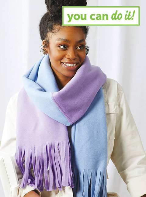 handmade fleece scarf as a fabric project idea