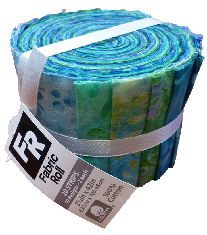 Jelly Roll Cotton Fabric Pack 2.5''x42''Teal Batik JOANN