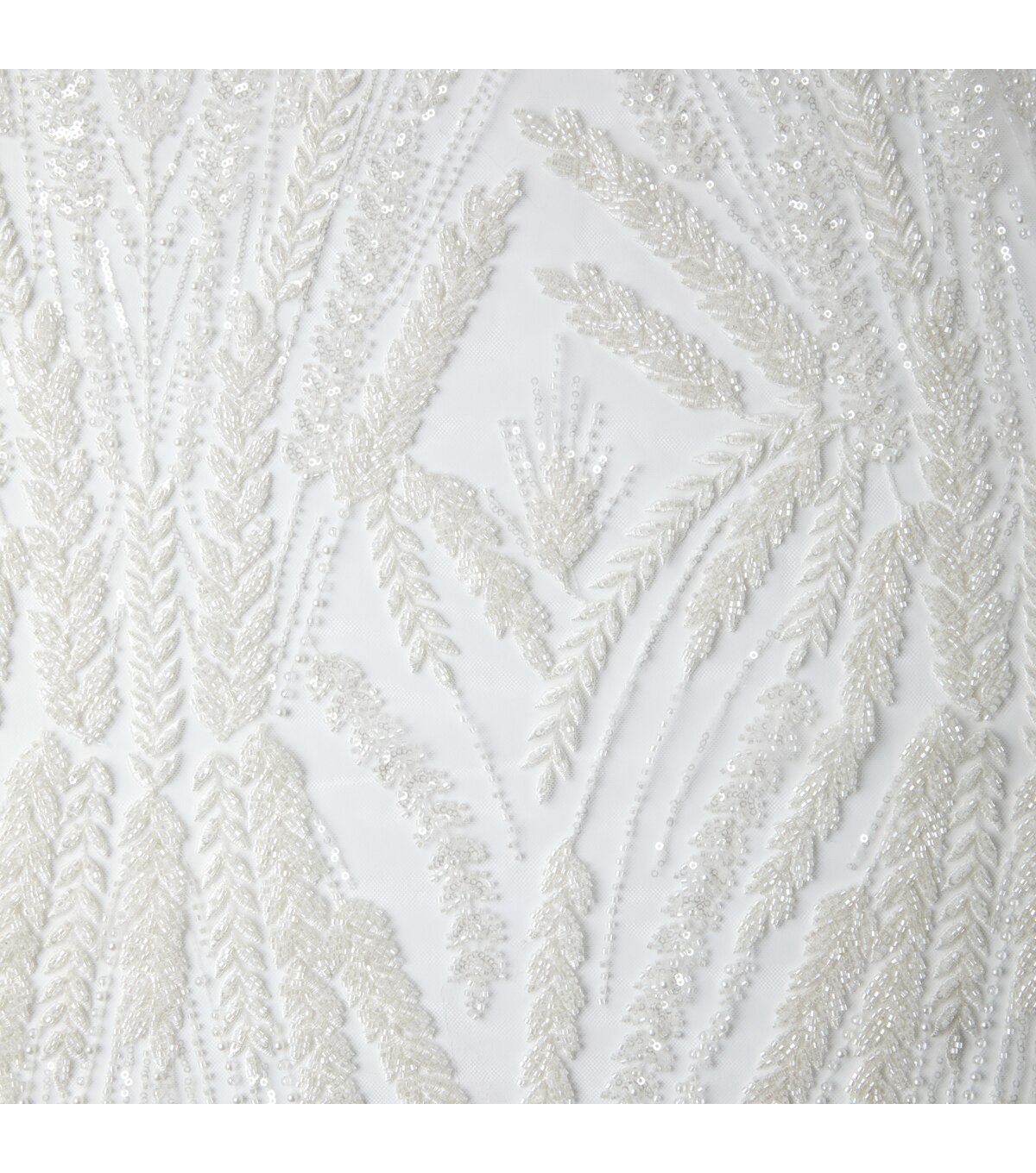 Badgley Mischka White Embroidered Sequin Beaded Mesh Fabric | JOANN