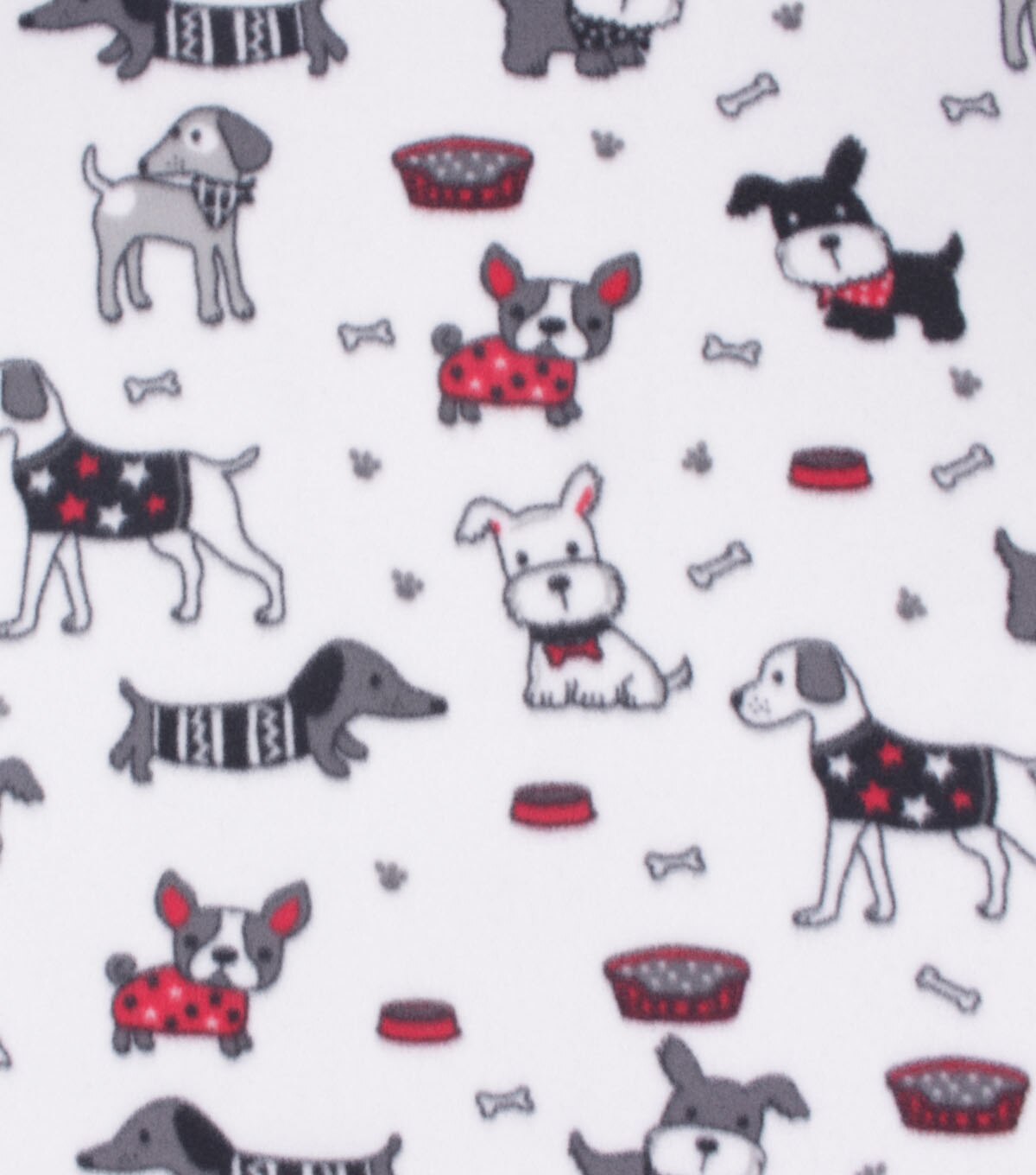 Blizzard Fleece Fabric Puppies on Black & White | JOANN