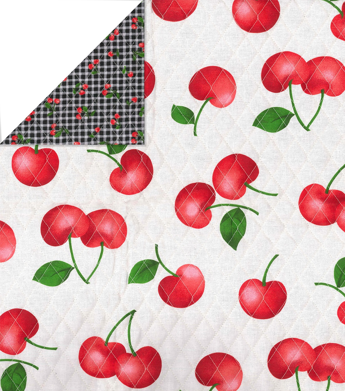 Double Faced Quilt Fabric Cherry With Black Plaid JOANN