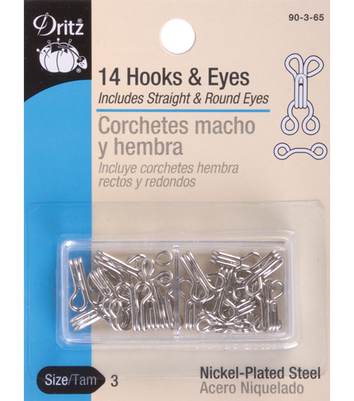 Dritz 96ct Size 2 Hooks & Eyes Nickel : Target