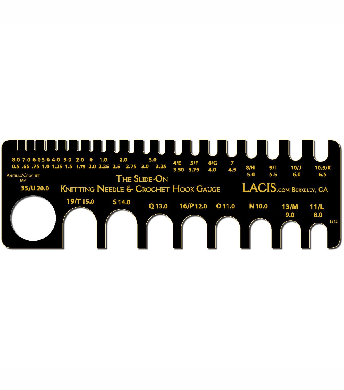 Lacis Knitting Needle & Crochet Hook Gauge Slide On