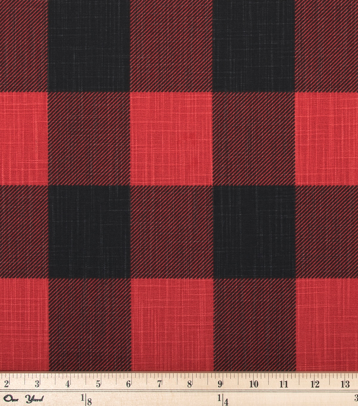 Premier Prints Upholstery Fabric-Buffalo Check Red Black Slub Canvas ...