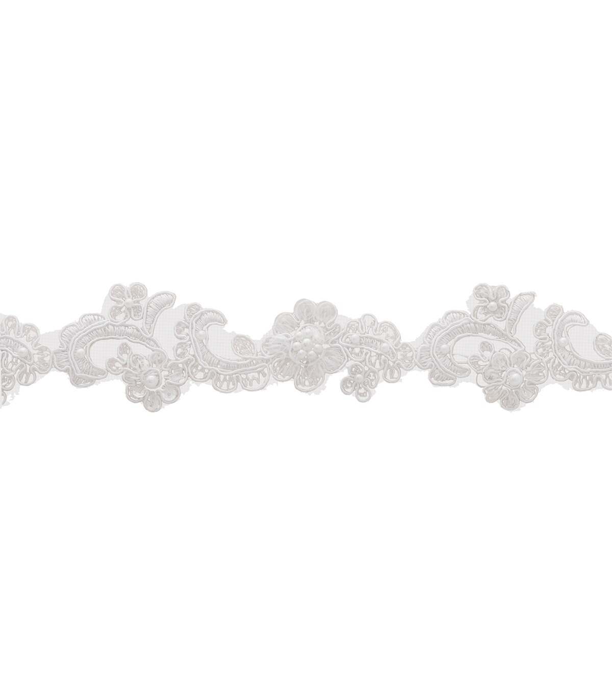 Simplicity Narrow Beaded Bridal Lace Trim White | JOANN