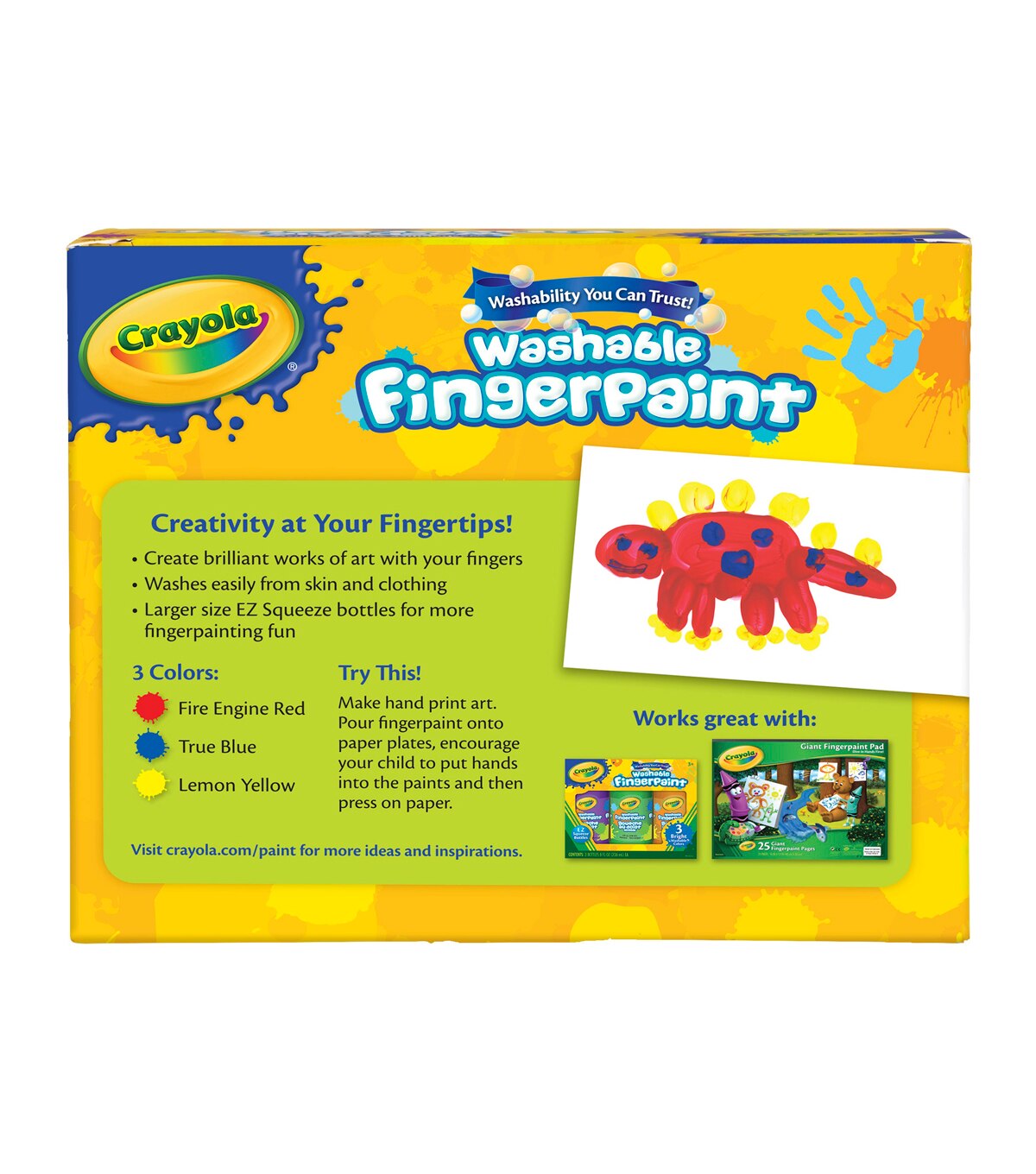 Crayola Washable Finger Paint 8oz 3/Pkg-Primary Colors | JOANN