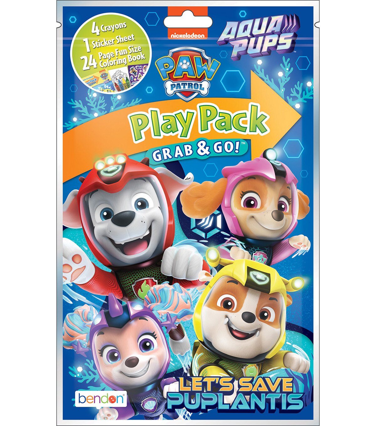 Bendon 5 x 8.5 Grab & Go Paw Patrol Aqua Pups Play Pack 29ct