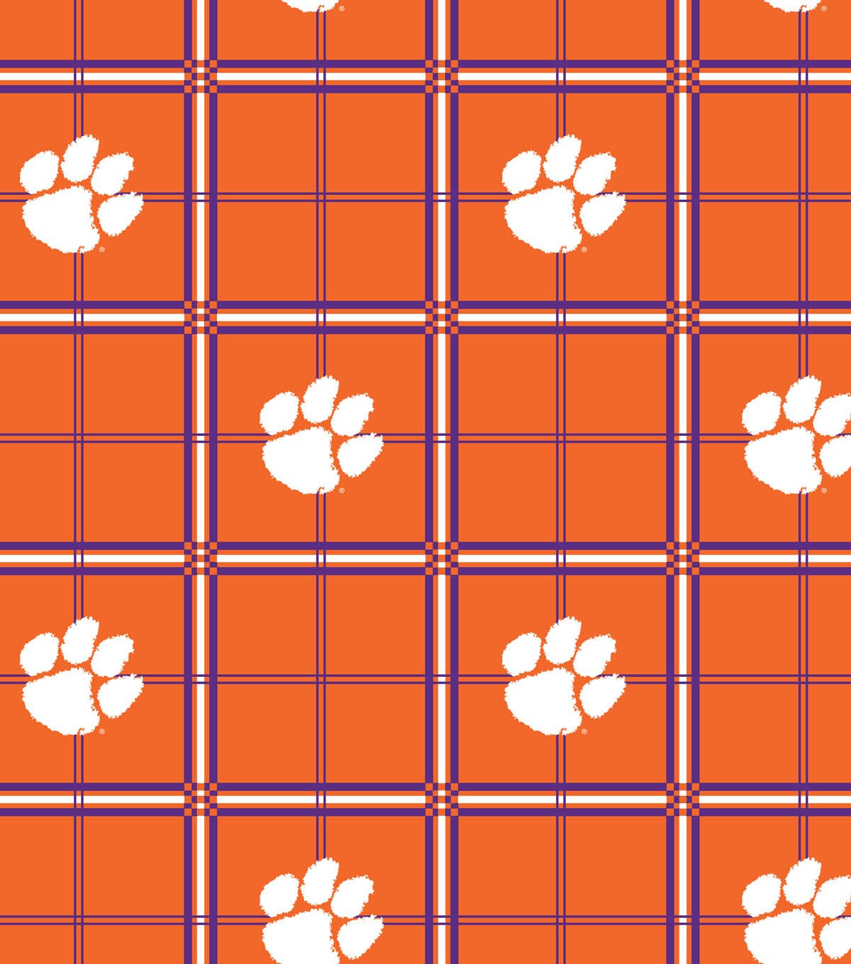 Clemson University Tigers Flannel Fabric 42 Plaid