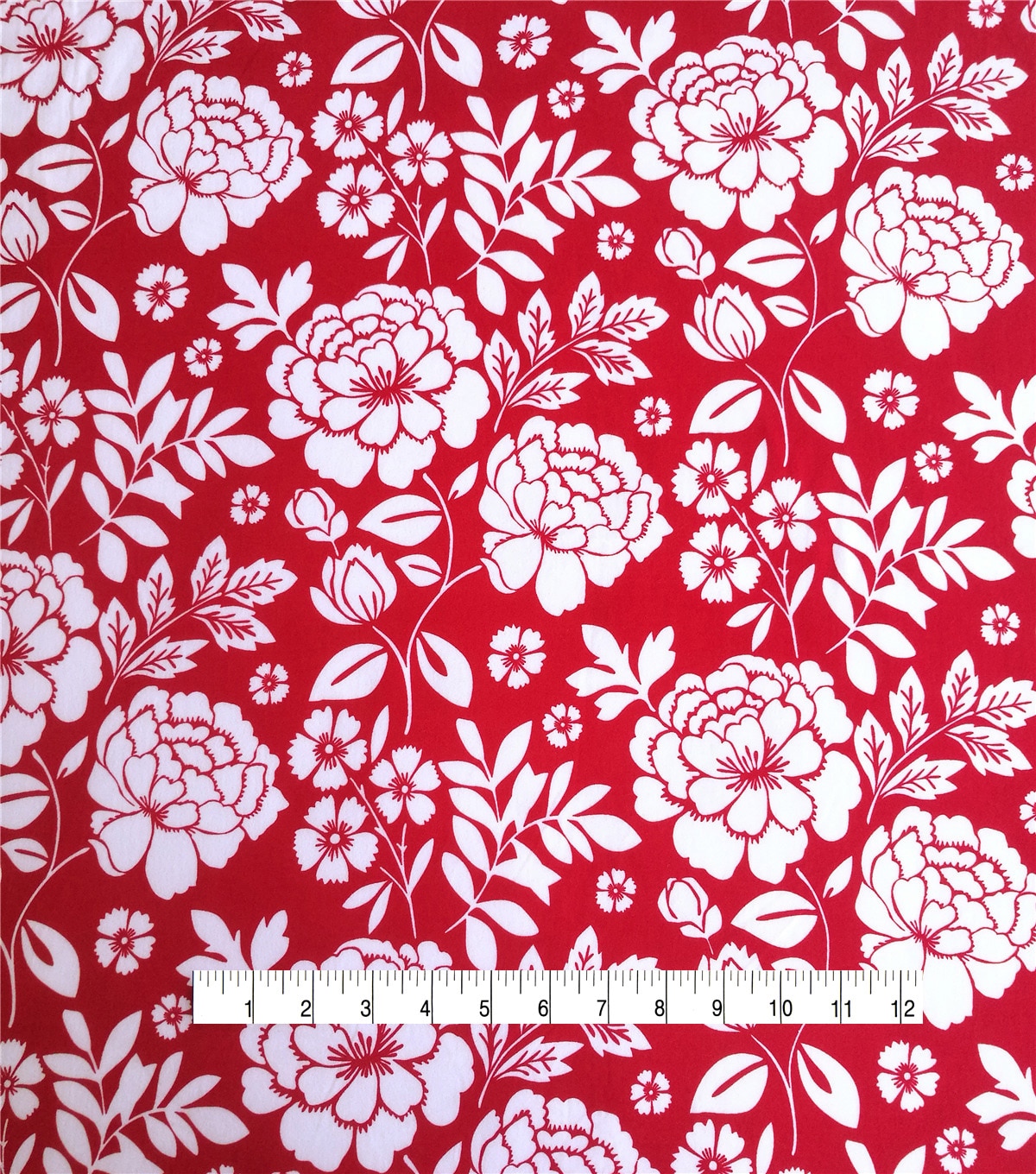 Double Brushed Poly Printed Knit Fabric Femme Floral on Red JOANN