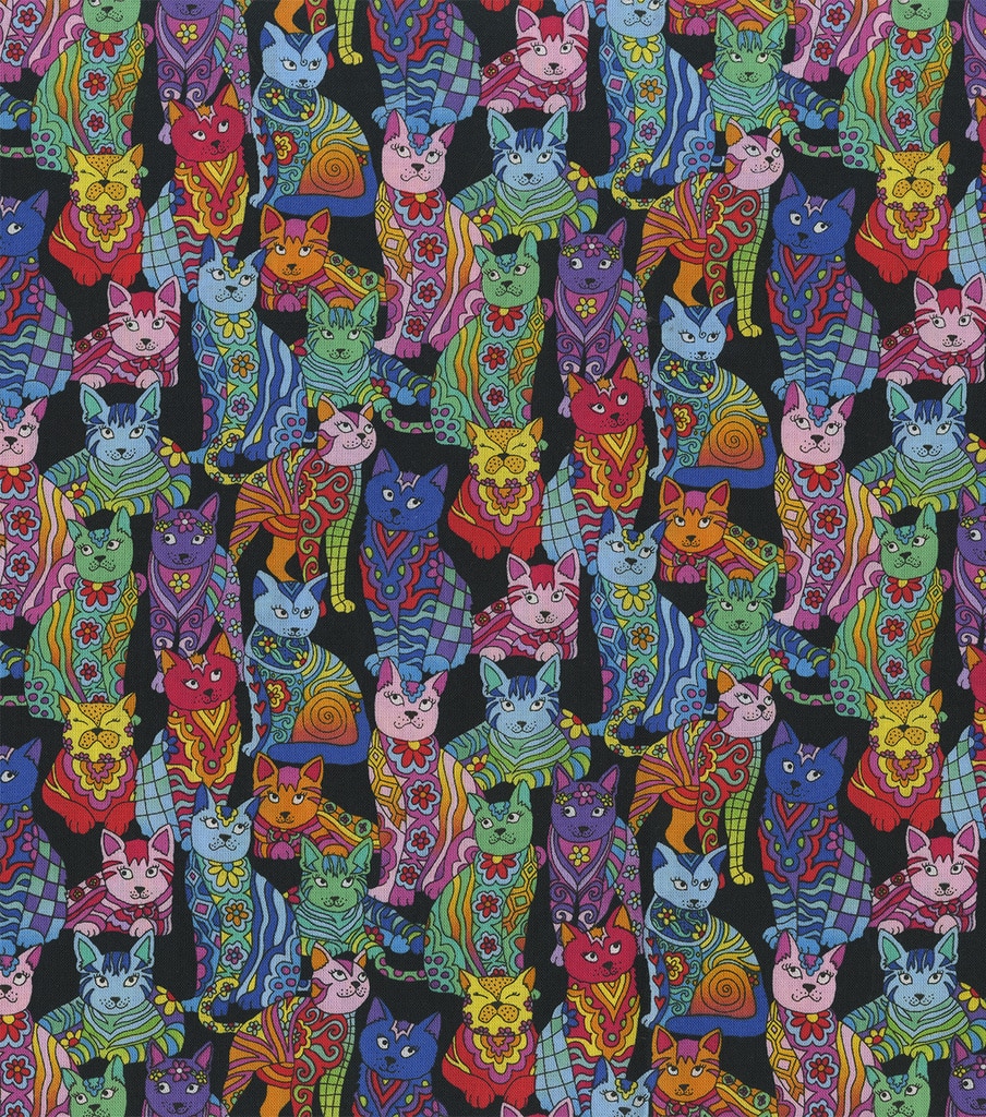 Novelty Cotton Fabric Psychadelic Cats | JOANN