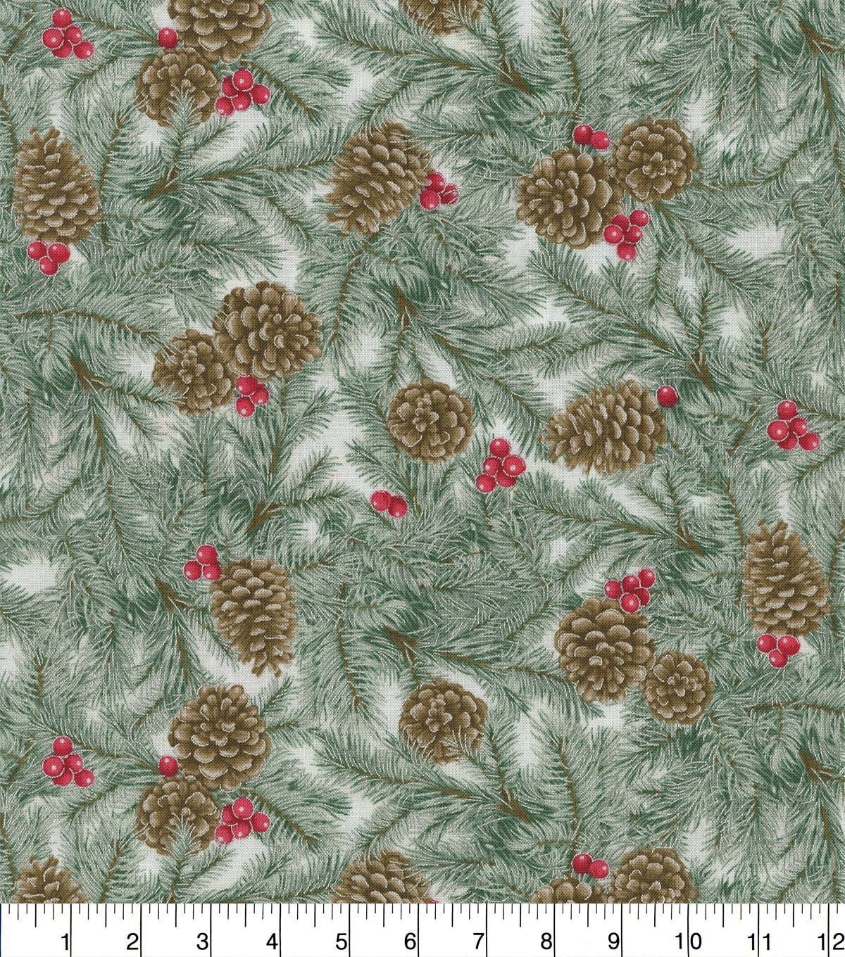 Christmas Cotton Fabric Pine With Silver Metallic | JOANN