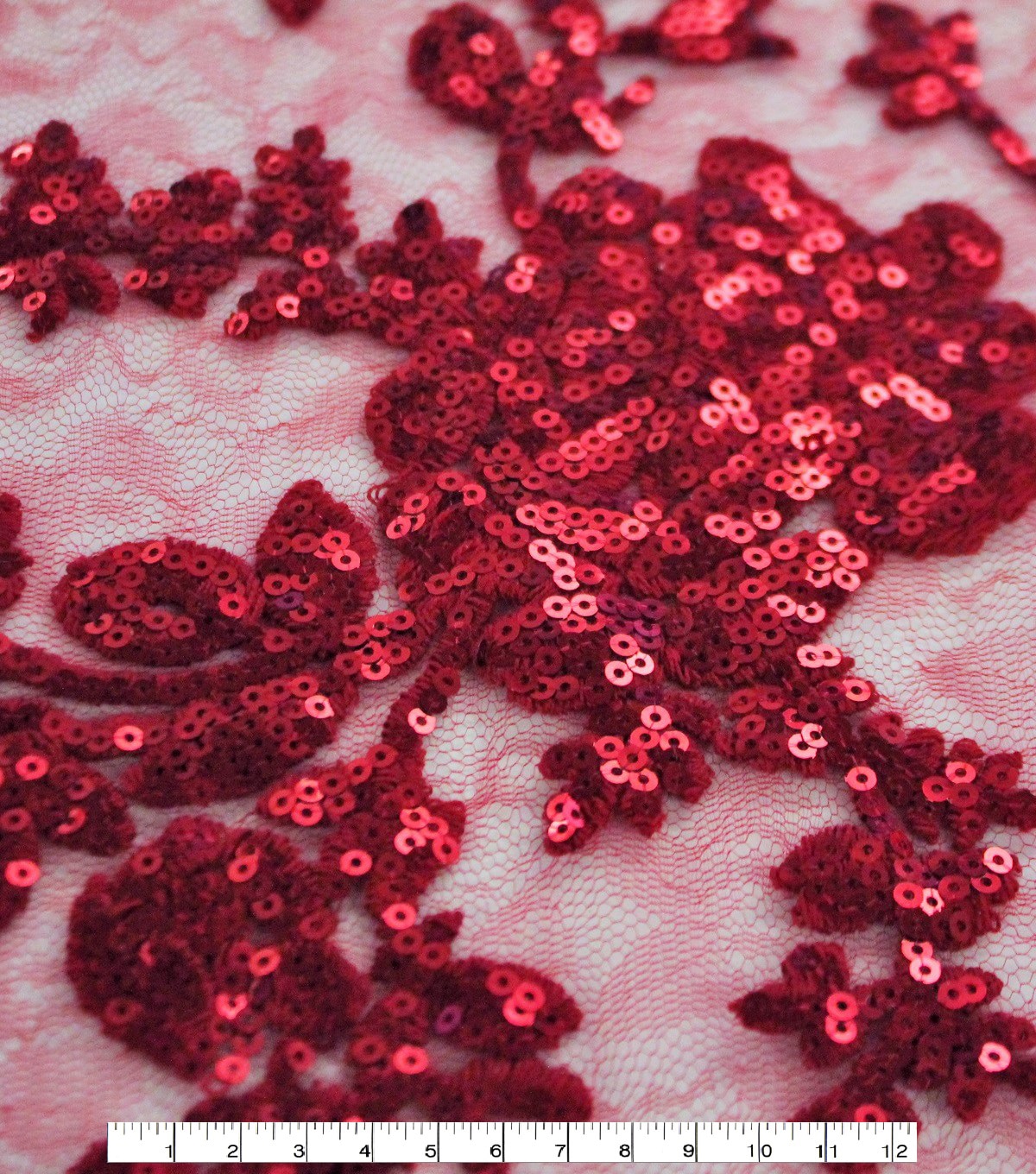 Casa Embellish Ember Sequin Fabric Rio Red Lace | JOANN