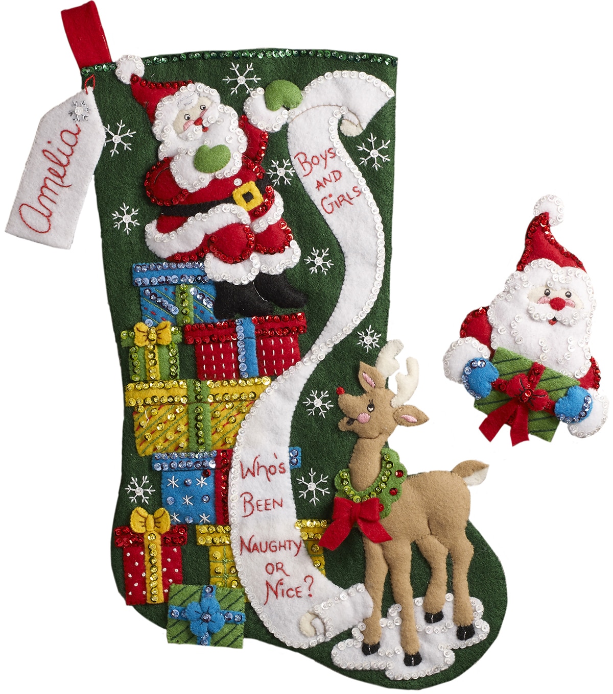 Bucilla Felt Stocking Applique Kit 18'' Long The List | JOANN