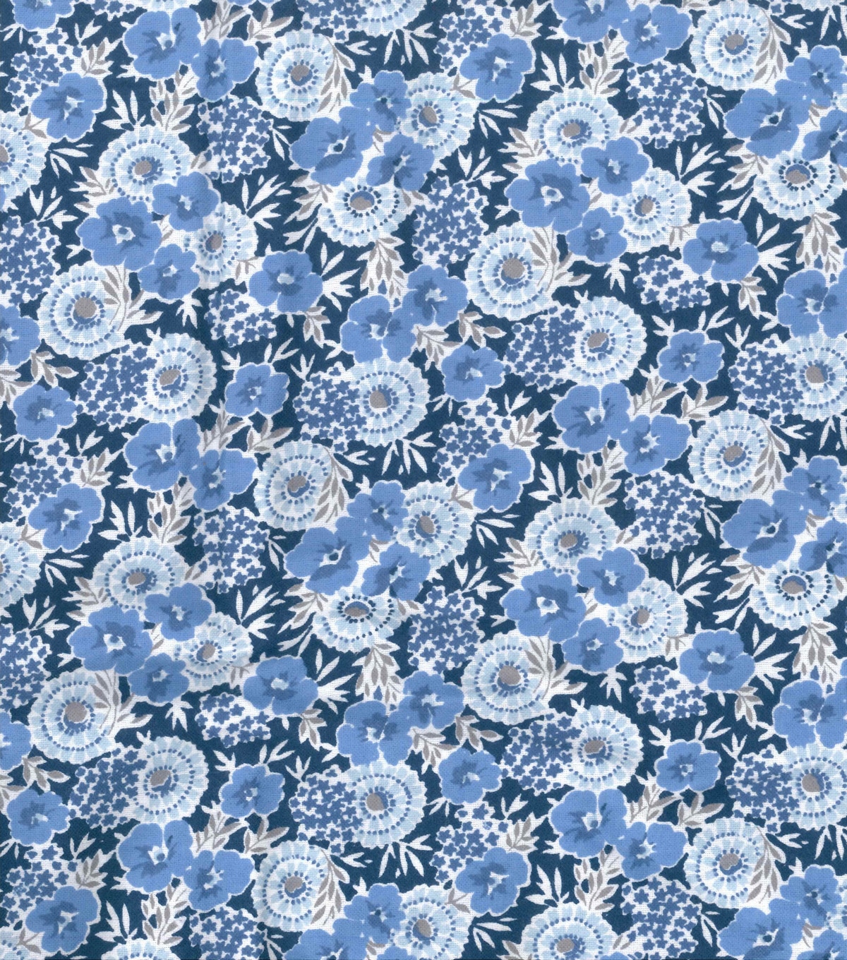 Wide Flannel Fabric Blue Floral On Navy | JOANN