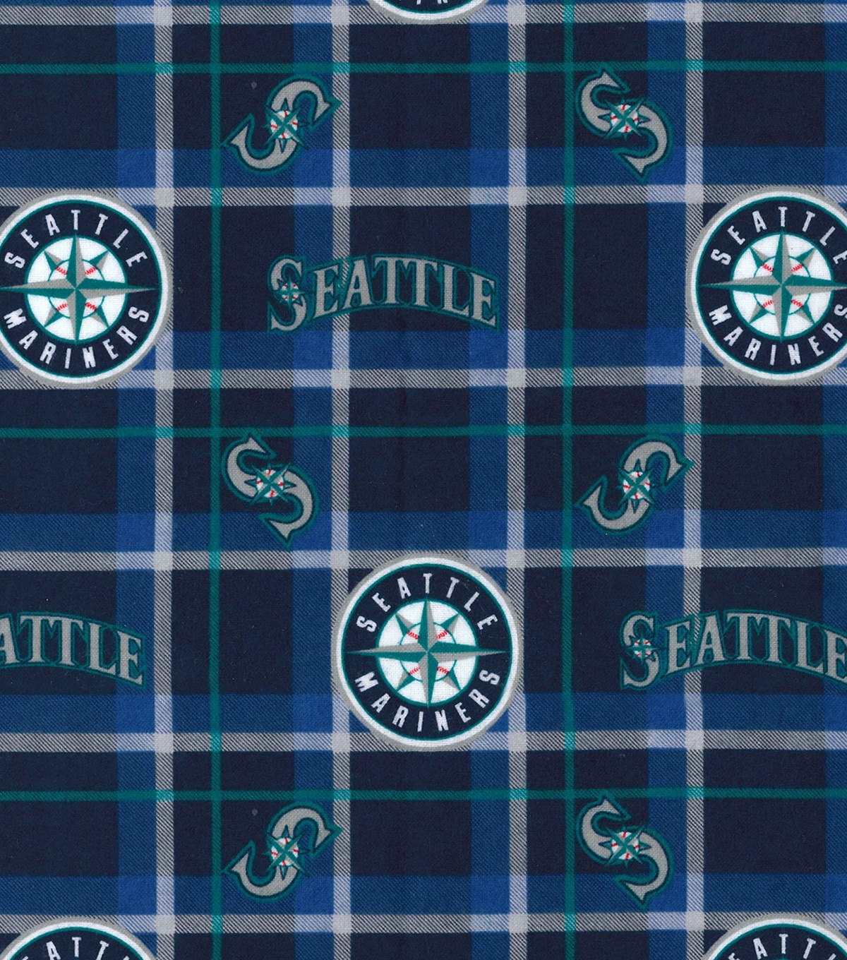 Seattle Mariners Flannel Fabric Plaid JOANN