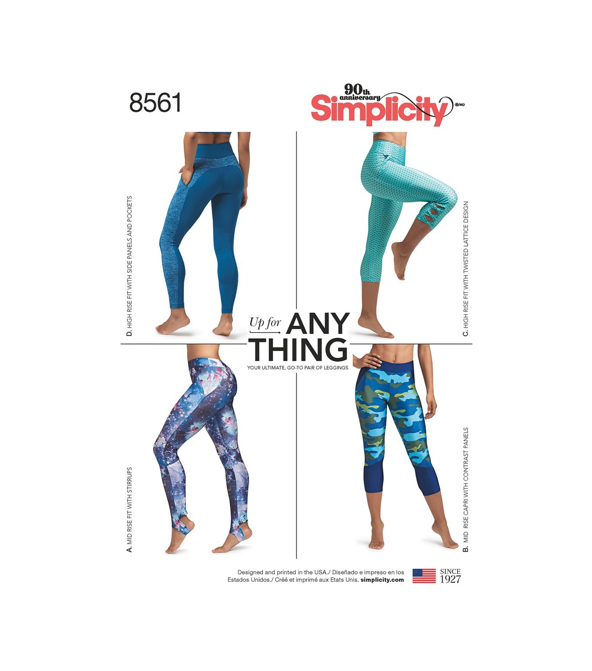 Simplicity Pattern 8561 Misses' Women's Leggings Size AA (XS S M L XL)