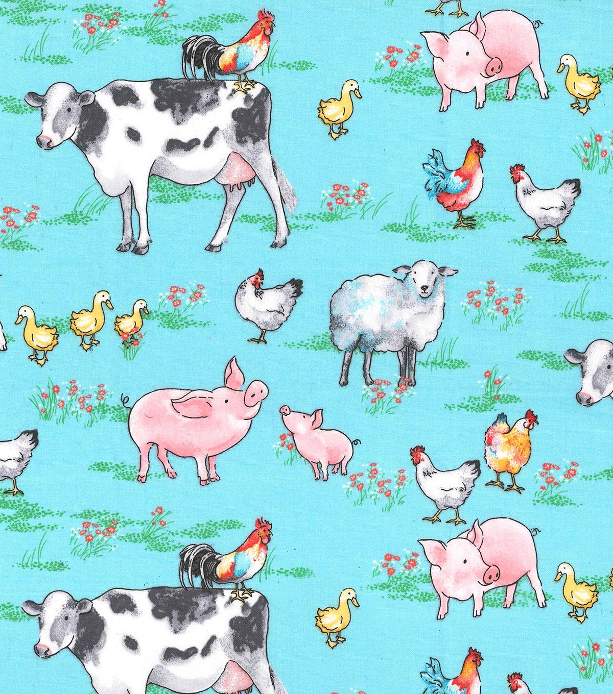 Novelty Cotton Fabric Watercolor Farm Animals | JOANN