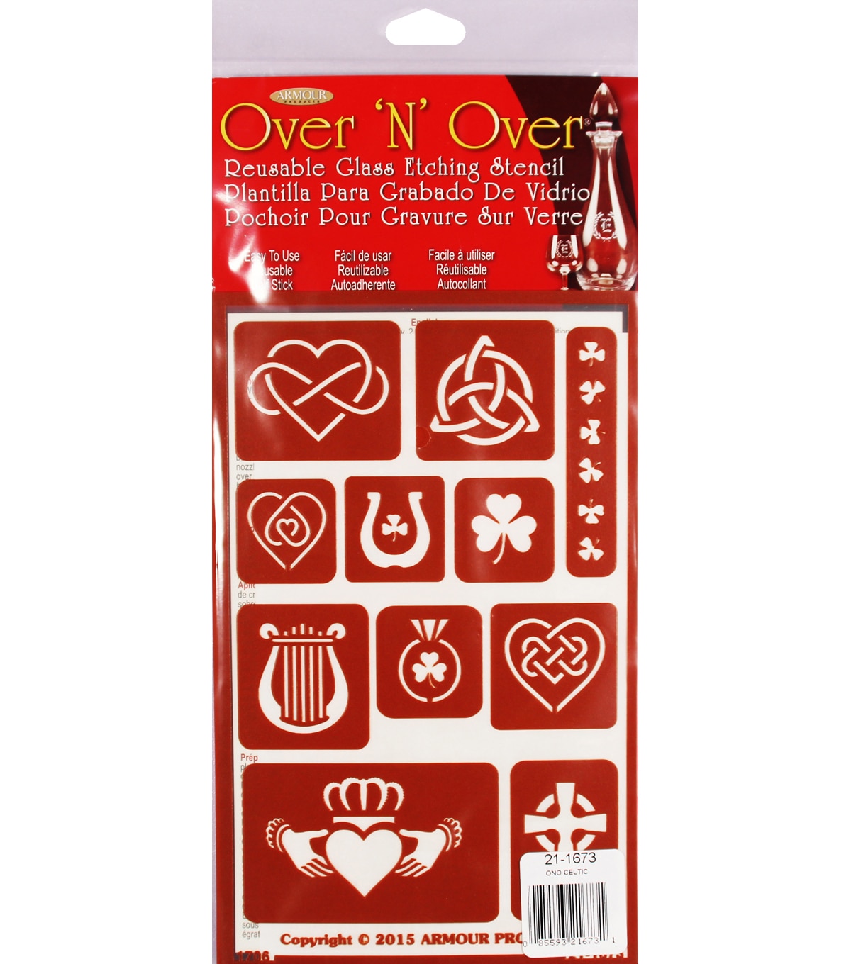 Armour Products Over N Over Reusable Glass Etching Stencil Celtic