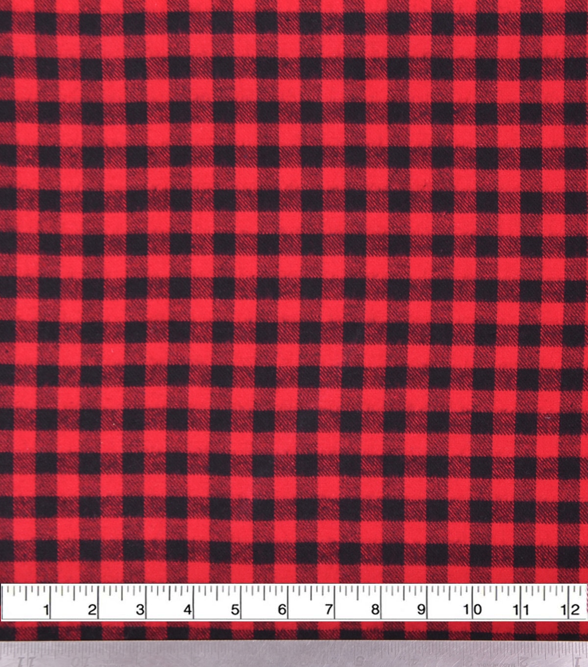 Flannel Shirting Fabric-Red Black Gingham Check | JOANN