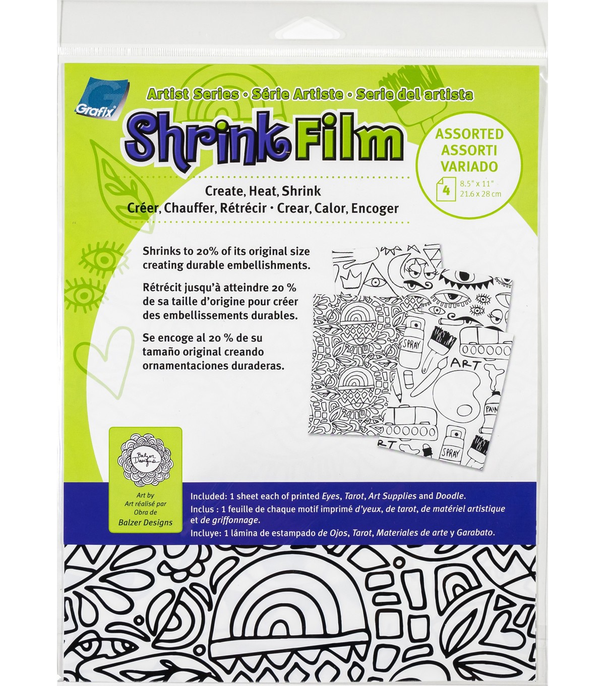 Artist Series Printed Shrink Film Eyes Tarot Art Supply Doodle