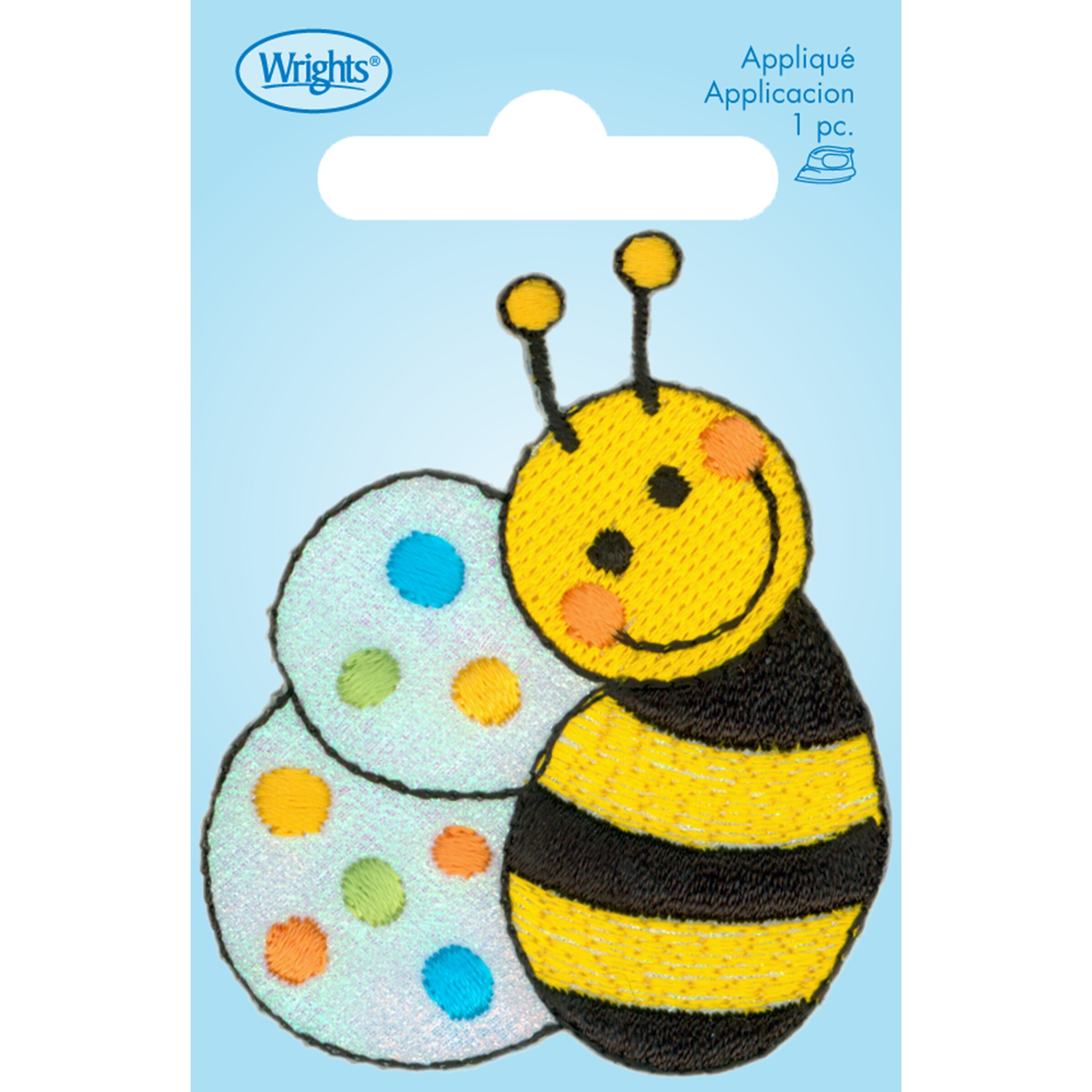 Wrights 2 Bee With Dots Iron On Patch