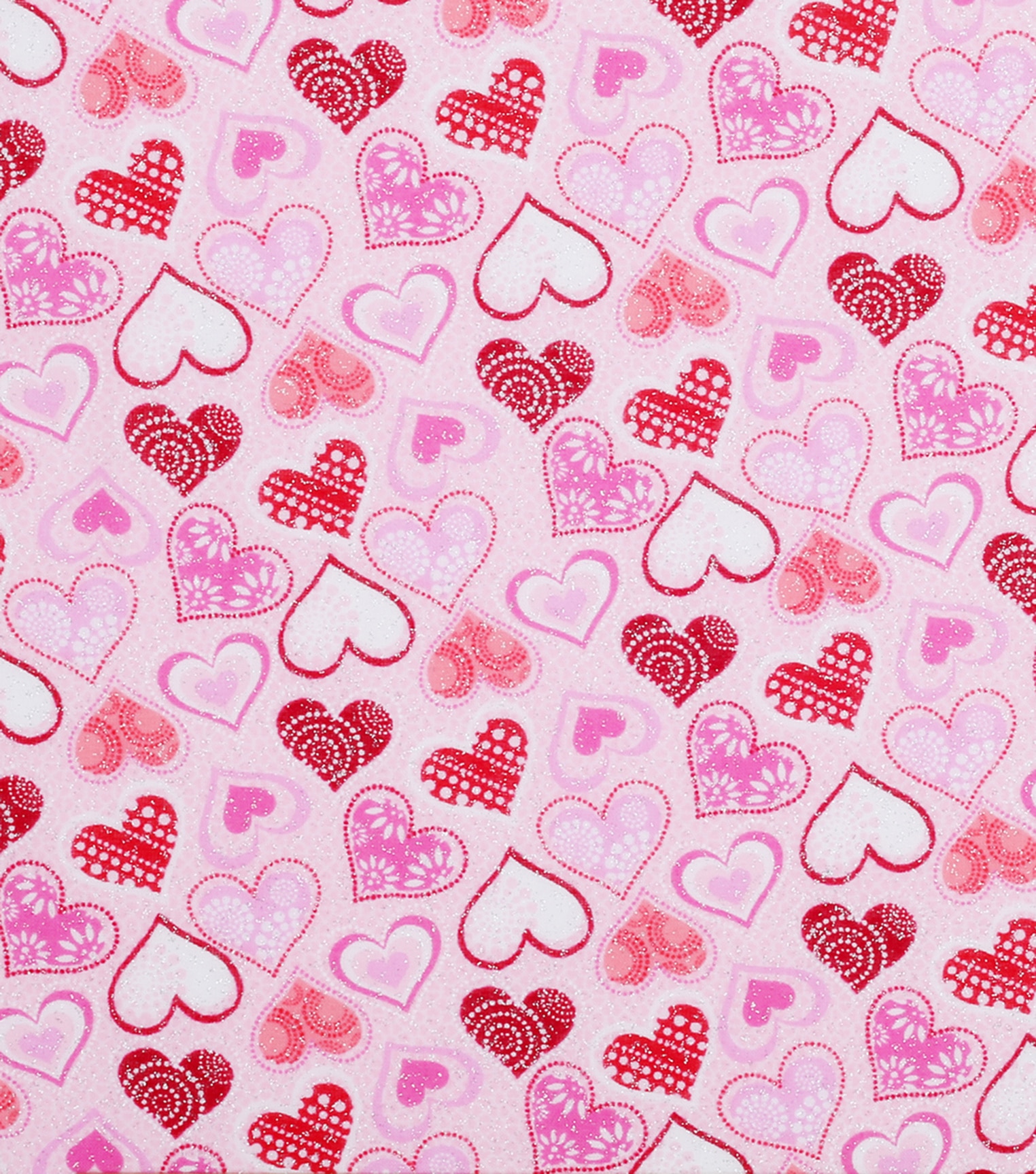 Valentine's Day Glitter Fabric Patterned Hearts JOANN