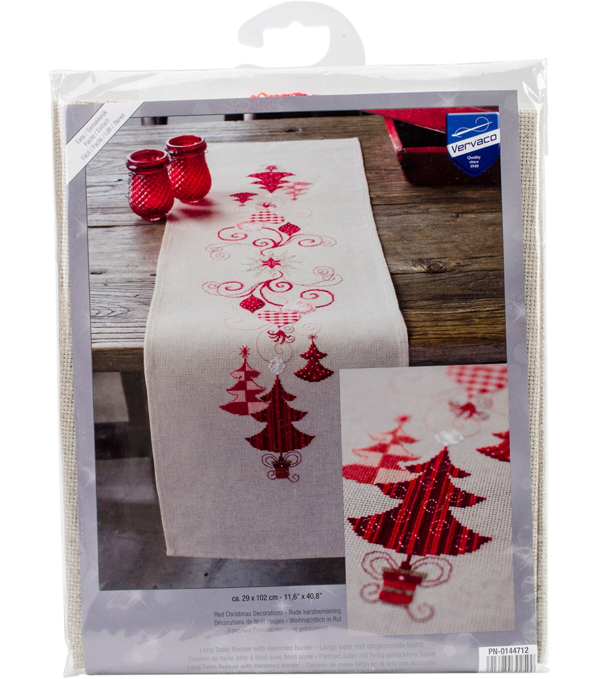 Red Christmas Decorations Table Runner Counted Cross Stitch Joann