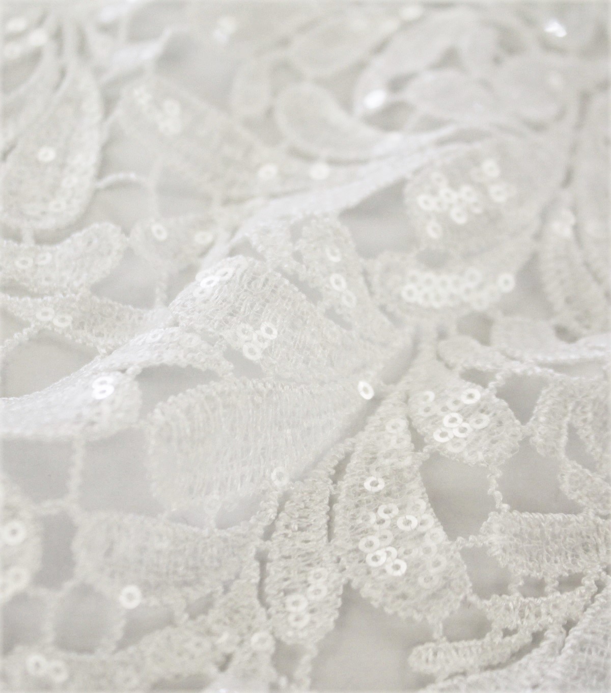 Polyester Lace Fabric Heavy Lace wih White Sequins | JOANN