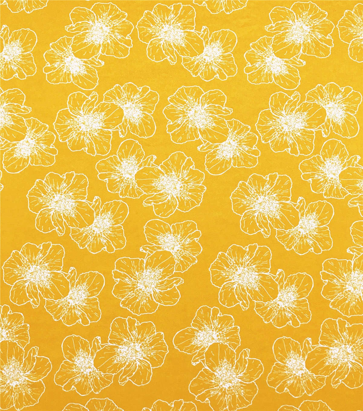 Silky Stretch Chiffon Fabric Yellow Floral Outline | JOANN