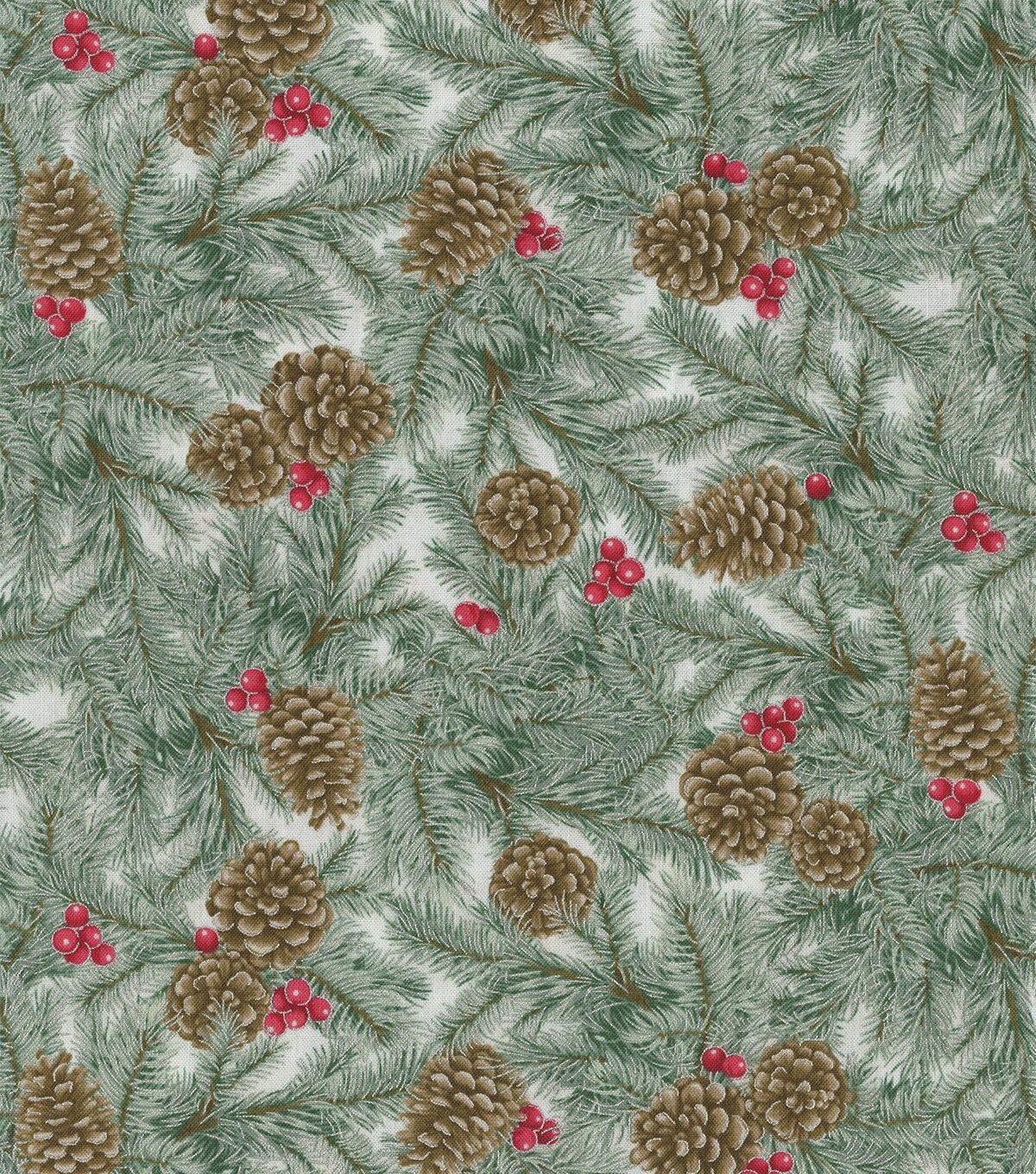 Christmas Cotton Fabric Pine With Silver Metallic | JOANN