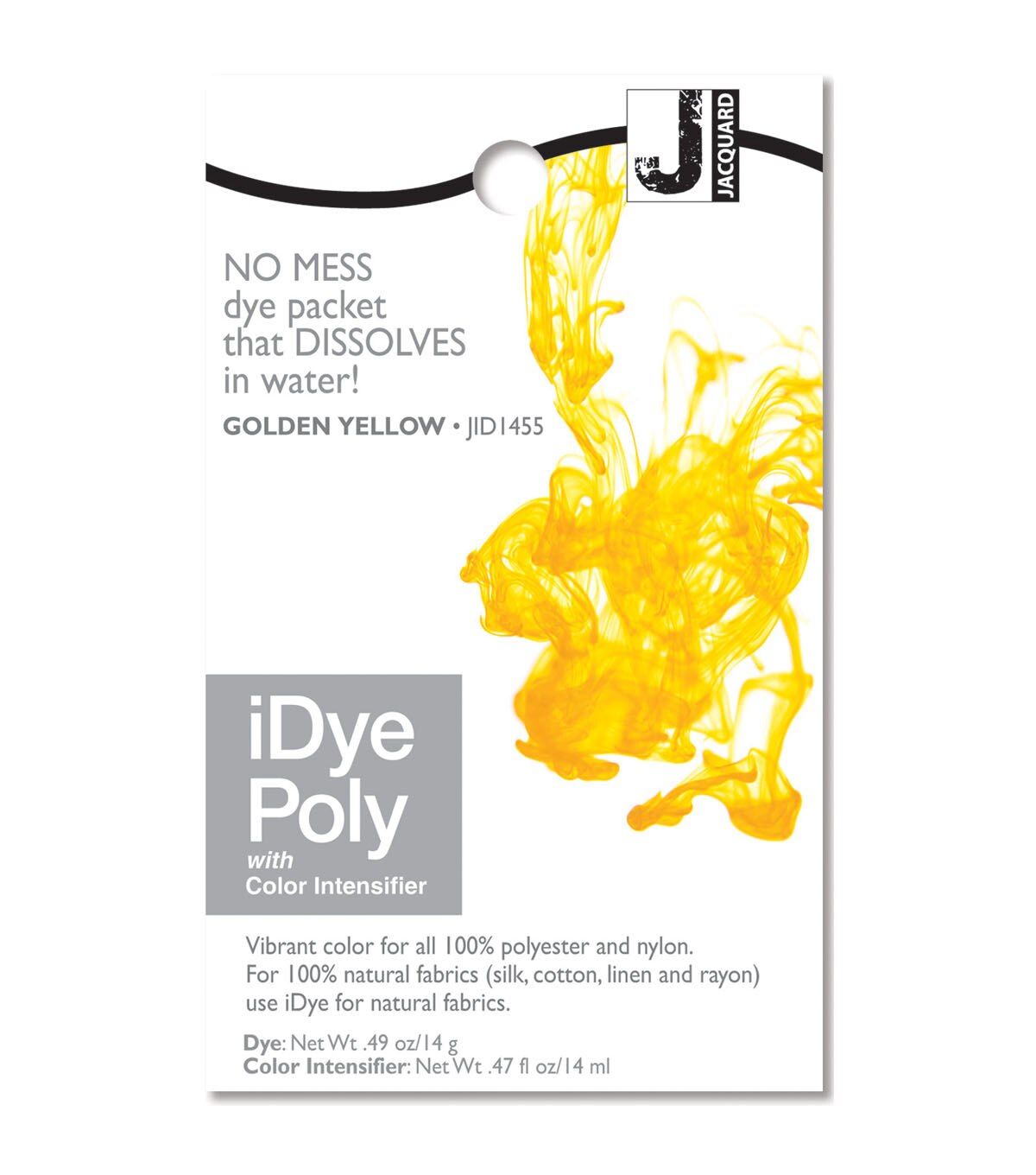 Jacquard iDye Poly Fabric Dye Yellow for Natural and Synthetic Textile  Fibres 14g Packet