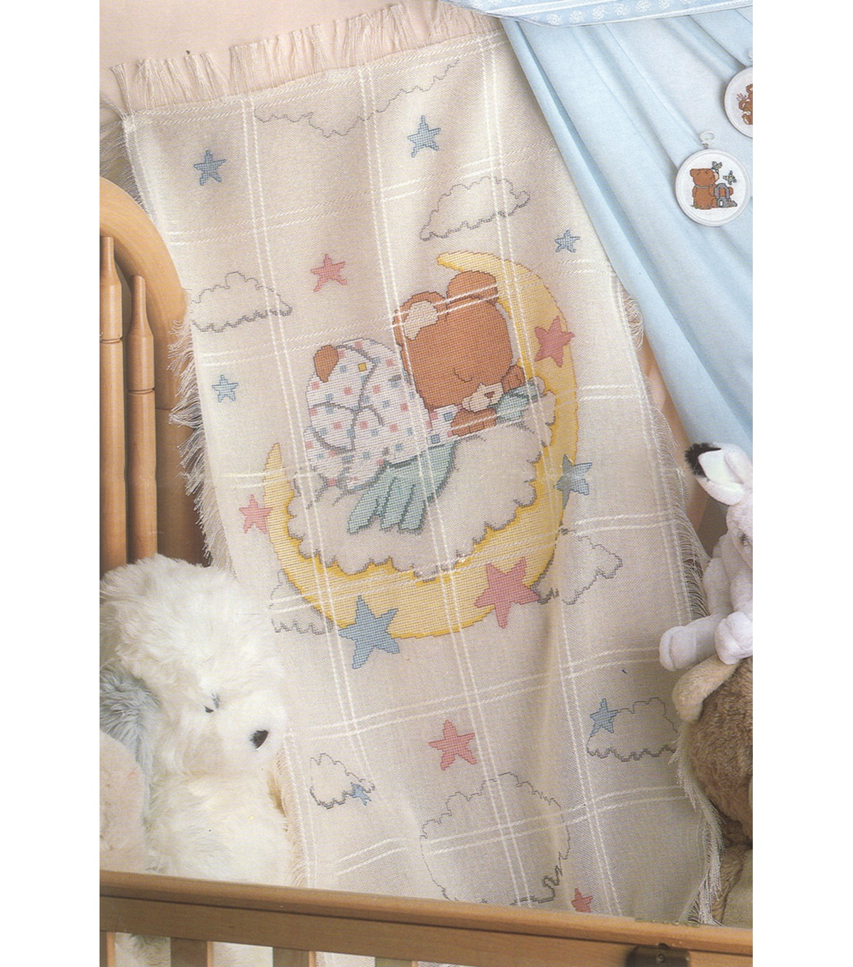 Sleeping Teddy Bear Baby Afghan Counted Cross Stitch Kit ...