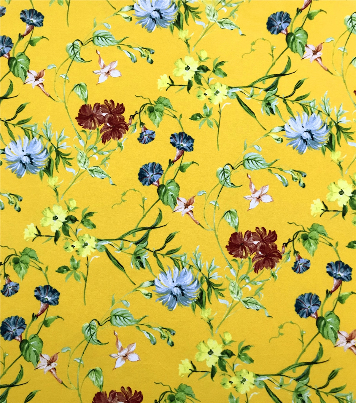 Double Brushed Polyester Yellow Multi Floral | JOANN
