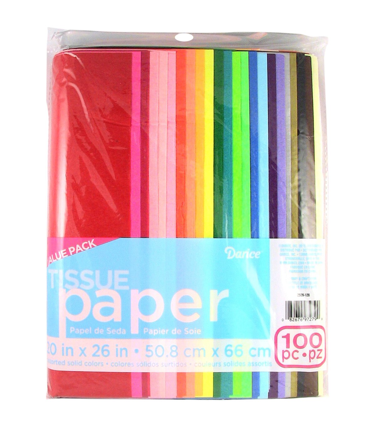 Tissue Paper Value Pack 20x26 100pkg Assorted Solid Colors