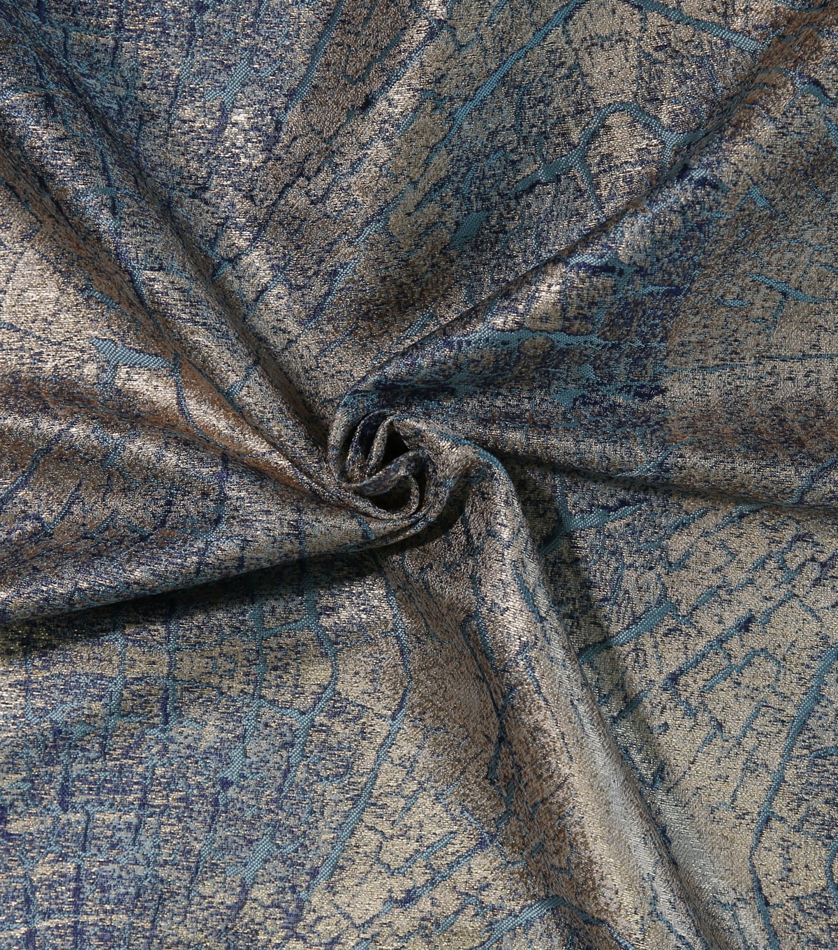 Metallic Brocade Fabric-Wood Grain on Blue | JOANN