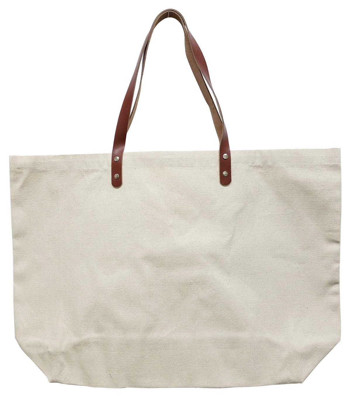 Large Canvas Tote With Leather Straps Natural Joann